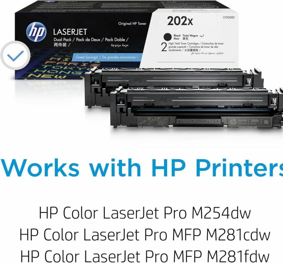 HP CF500XD High-Yield Black Toner Cartridge (2-Pack) - Compatible with HP Color LaserJet Pro M254 & MFP M281 Series Printers