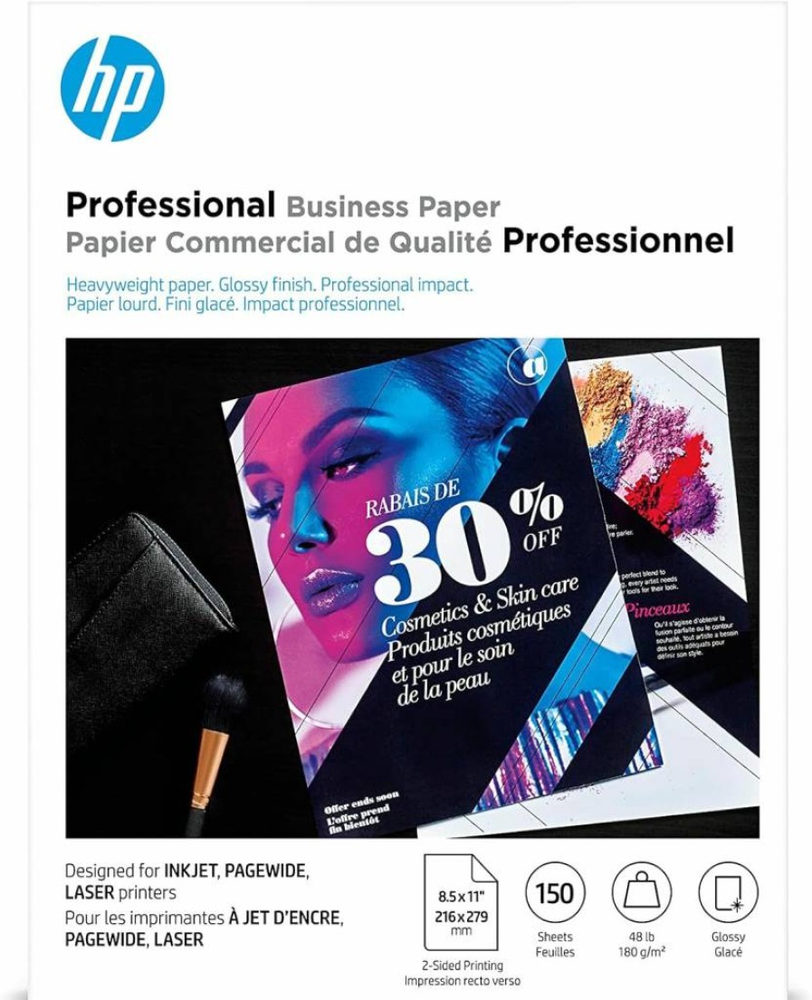 HP Q1987A Glossy Professional Business Paper, 8.5x11 Inches, 48 LB, 150 Sheets, Compatible with Inkjet, Laser & Pagewide Printers