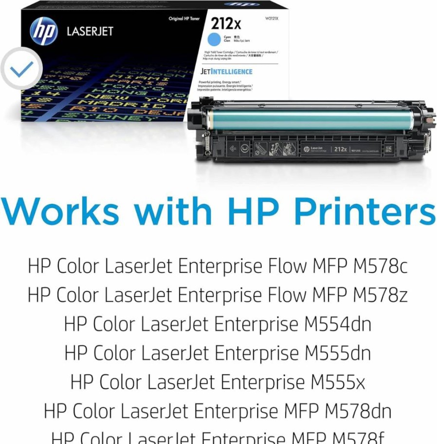 HP 212X Cyan High-Yield Toner Cartridge | Compatible with HP Color LaserJet Enterprise M554, M555, MFP M578 Series | W2121X Model