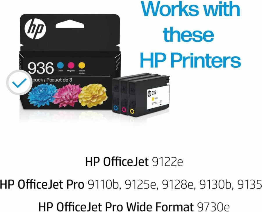 HP 936 Cyan, Magenta, Yellow Ink Cartridges 3-Pack (6C3Z3LN) | High-Yield Trio | Original HP Ink