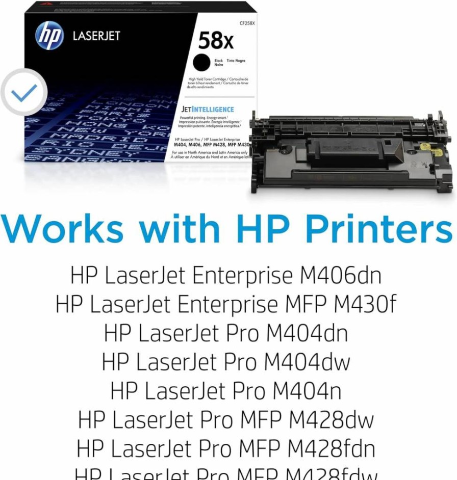 HP 58X Black High-Yield Toner Cartridge (CF258X) - Compatible with HP LaserJet Pro M404, M428, Enterprise M406Dn, M430F MFP Printers