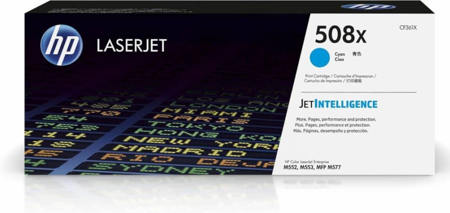 HP 508X Cyan High-Yield Toner Cartridge | Compatible with HP Color LaserJet Enterprise M552, M553, M577 Series | CF361X | Genuine HP Replacement