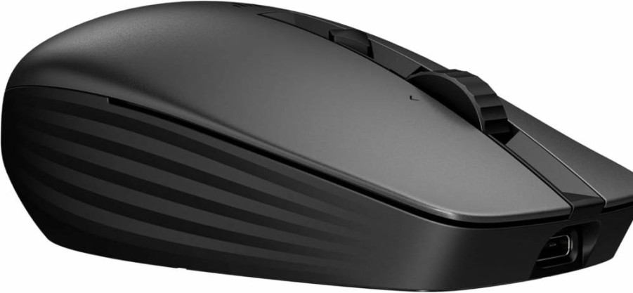 HP 710 Rechargeable Wireless Mouse - Silent Click, USB-C Charging, Bluetooth & 2.4GHz Dongle, 6 Programmable Buttons, Ambidextrous Design, Multi-OS Compatible (Black, 6E6F2Aa#Abl)