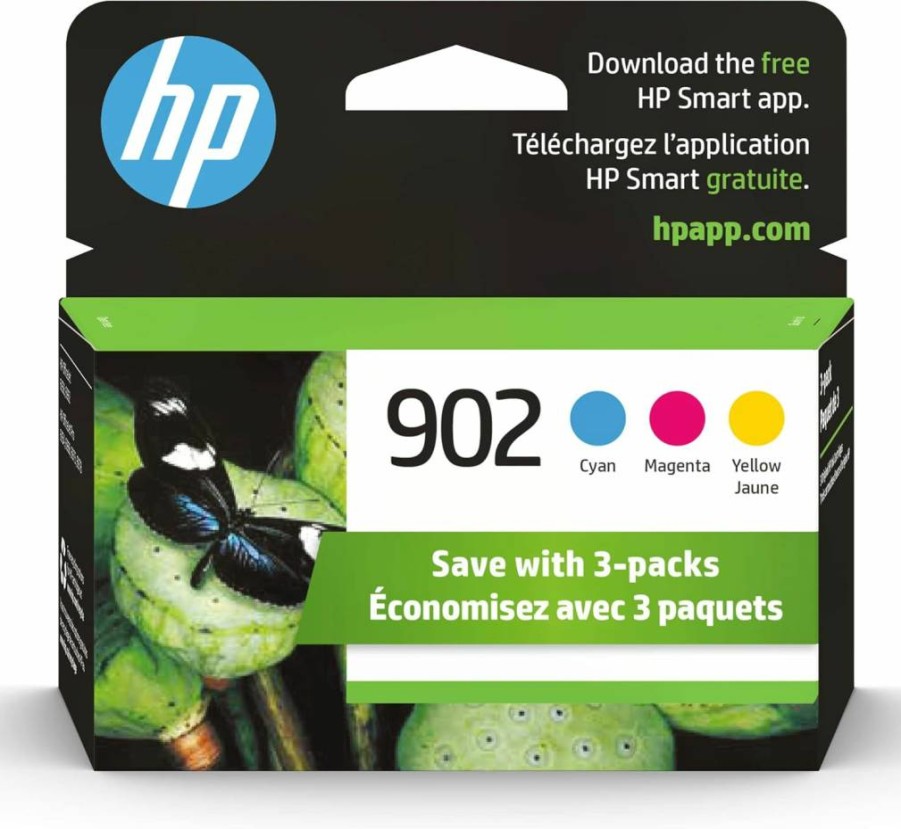 HP 902 Cyan, Magenta, Yellow Tri-Color Ink Cartridge Combo Pack – Compatible with OfficeJet 6950, 6960, Pro 6960, 6970 Printers | T0A38AN | Instant Ink Eligible | Original HP Ink