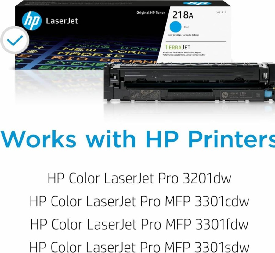 HP 218A Cyan Toner Cartridge (W2181A) - Compatible with Color LaserJet Pro 3201 & MFP 3301 Series | High-Yield Printer Ink Replacement