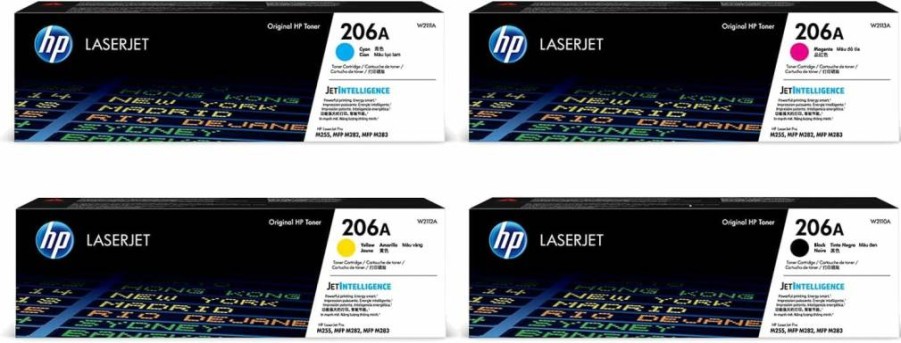 HP 206A Toner Cartridge Bundle (Black, Cyan, Yellow, Magenta) - 4 Pack Compatible with Color LaserJet Pro M255, MFP M282, M283 Series