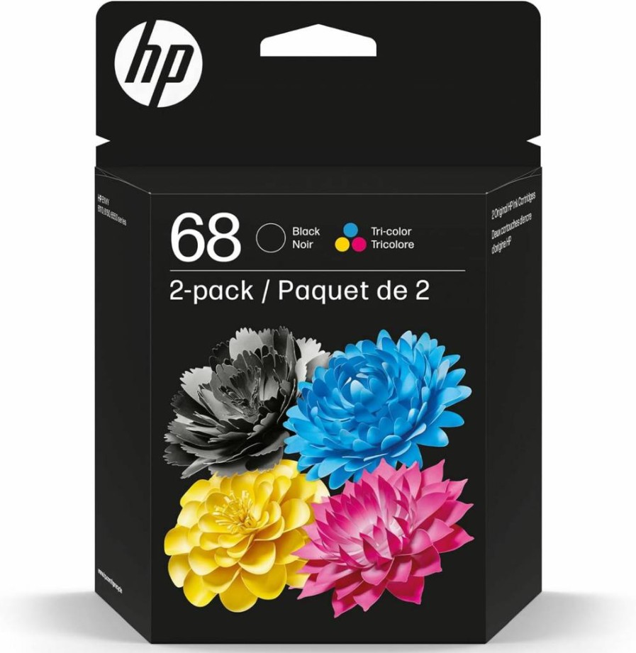 HP 68 Black & Tri-Color Ink Cartridge 2-Pack - Compatible with ENVY 6100E, 6500E Series Printers - Instant Ink Eligible - 6L6S2Tn