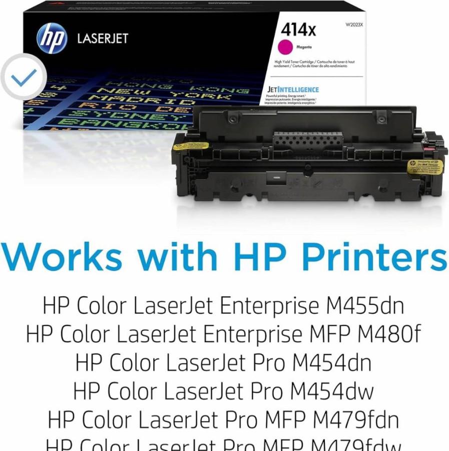 HP 414X Magenta High-Yield Toner Cartridge | Compatible with HP Color LaserJet Pro M454dn, M454dw, M479fdw, M479fnw | W2023X | Genuine HP Ink Replacement