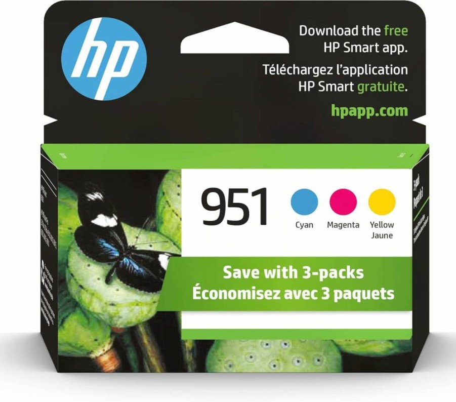 HP 951 Cyan, Magenta, Yellow Ink Cartridges 3-Pack | Compatible with HP OfficeJet Pro 251DW, 276DW, 8600, 8610, 8620, 8630 Series | Instant Ink Eligible | CR314FN Combo Pack