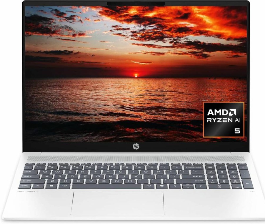 HP Omnibook 5 16-inch AI Laptop: AMD Ryzen AI 5 340, 16GB RAM, 512GB SSD, 2K Display, Radeon 840M, Windows 11 Home, Copilot+ PC with 50 TOPS NPU, Glacier Silver (16-AG1000NR)