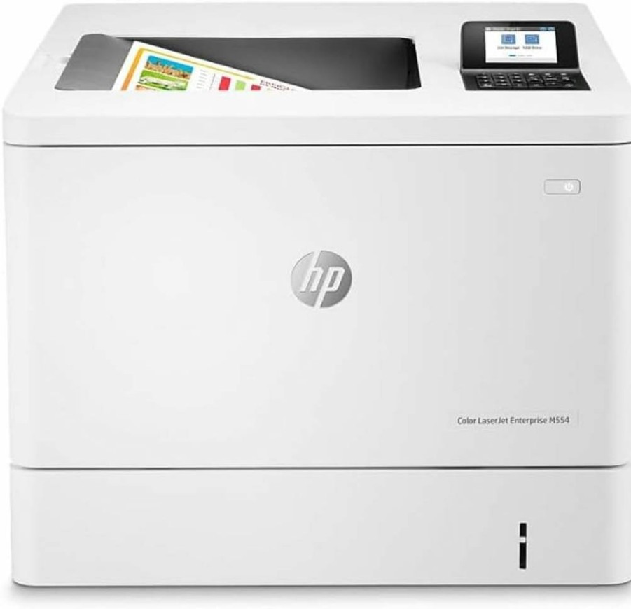 HP Color LaserJet Enterprise M554dn Duplex Printing Business Printer (7ZU81A) - High-Speed Wireless, Automatic Two-Sided, White Office Printer