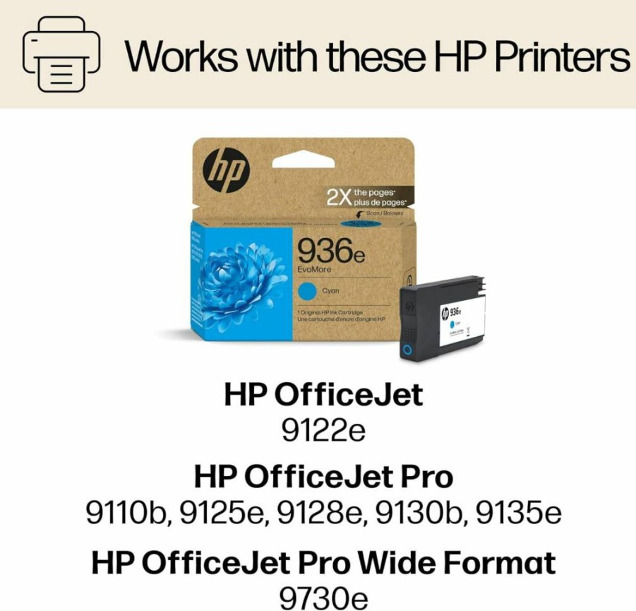 HP 936E Evomore High Yield Magenta Ink Cartridge | Compatible with OfficeJet 9120, Pro 9100, Wide Format 9700 Series | Carbon Neutral | 4S6V4LN