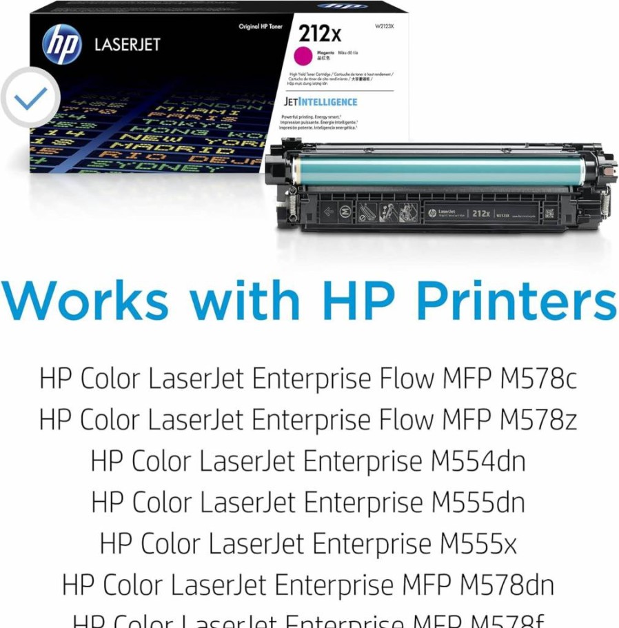 HP 212X Magenta High-Yield Toner Cartridge - Compatible with HP Color LaserJet Enterprise M554, M555, MFP M578 Series (W2123X) | Genuine HP Printer Toner