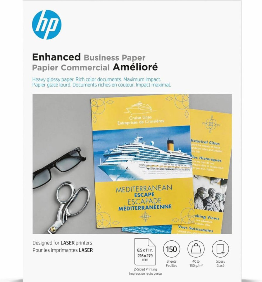 HP Q6611A Glossy Laser Printer Paper, 8.5 x 11 Inches, 40 lb, 150 Sheets, Premium Business Paper for High-Quality Prints