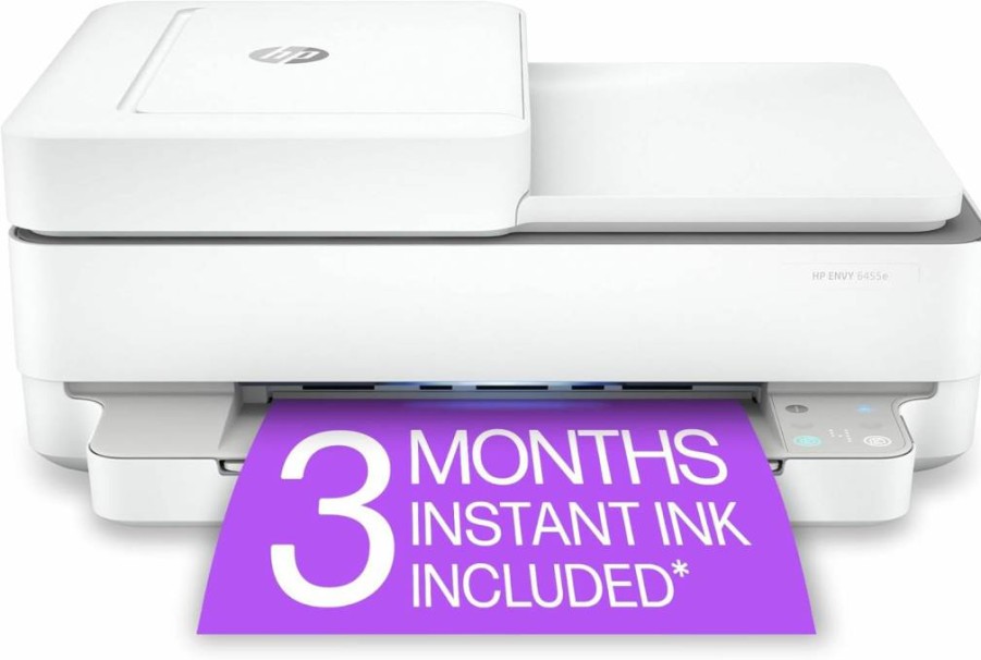 HP Envy 6455e Wireless All-in-One Color Inkjet Printer with Mobile Printing, Scan, Copy, Easy Setup & 3-Month Instant Ink Trial - White