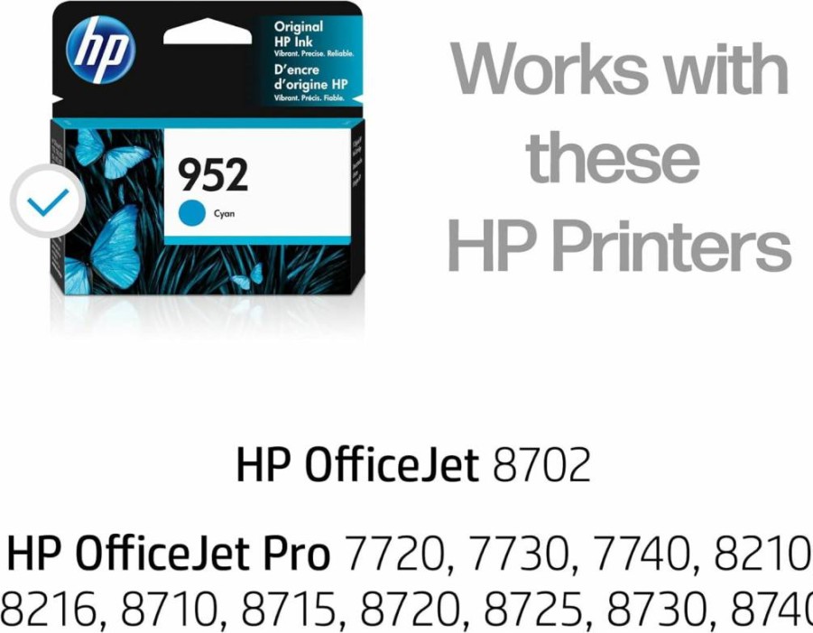 HP 952 Cyan, Magenta, Yellow Ink Cartridges 3-Pack | Compatible with HP OfficeJet Pro 7720, 7740, 8210, 8710, 8720, 8730, 8740 & OfficeJet 8702 | Instant Ink Eligible | N9K27AN