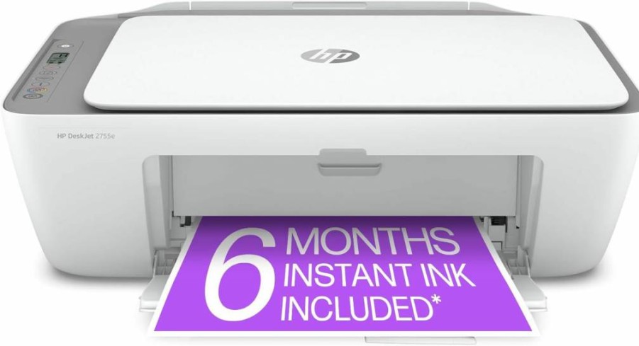 HP Deskjet 2755e Wireless All-in-One Color Inkjet Printer with Print, Scan, Copy, Easy Setup, Mobile Printing, 6-Month Instant Ink Trial, White – Ideal for Home Use
