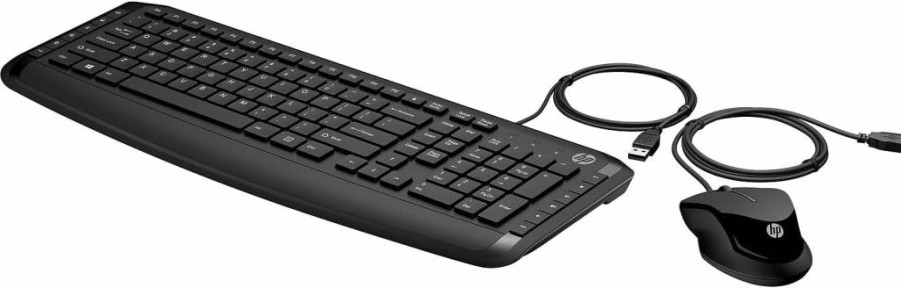 HP Pavilion 200 Wired Keyboard and Mouse Combo - USB-A Plug and Play, Full-Sized Keyboard with Numeric Keypad, 12 Hotkeys, 1600 DPI Mouse - Black (9DF28AA#ABL)