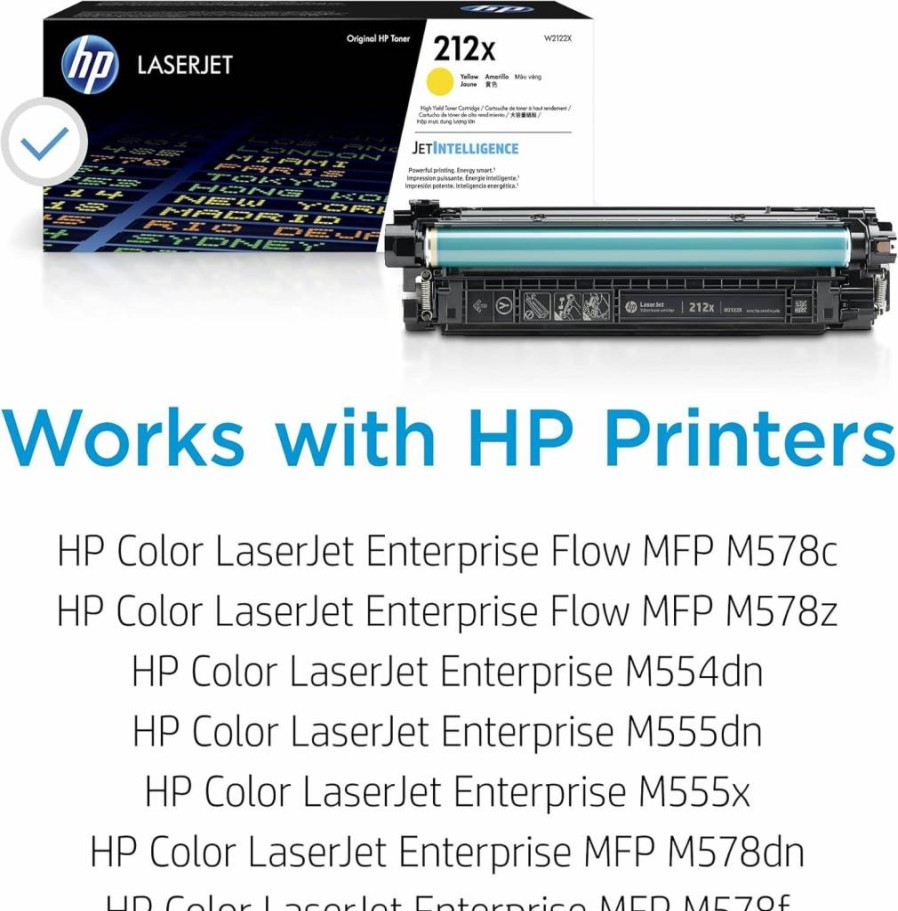 HP 212X Yellow High-Yield Toner Cartridge - Compatible with HP Color LaserJet Enterprise M554, M555, MFP M578 Series (W2122X) | Genuine HP Toner
