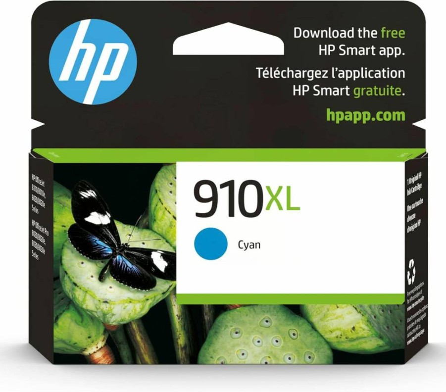HP 910XL Cyan High-Yield Ink Cartridge – Compatible with OfficeJet 8010, 8020, Pro 8020, 8030 Series | Instant Ink Eligible | 3YL62AN