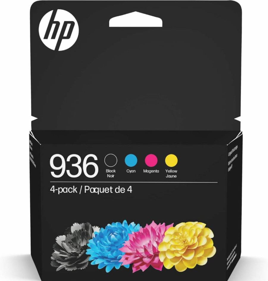 HP 936 Black, Cyan, Magenta, Yellow Ink Cartridges 4-Pack | Compatible with OfficeJet Pro 9110B, 9125E, 9130B, 9135E & Wide Format 9730E | Instant Ink Eligible | 6C3Z5LN