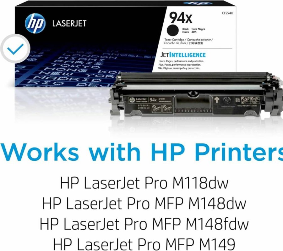 HP 94X Black High-Yield Toner Cartridge | Compatible with HP LaserJet Pro M118dw, MFP M128fw, M148dw, M149fw | CF294X | 14.09 x 4.25 x 5.3 Inches