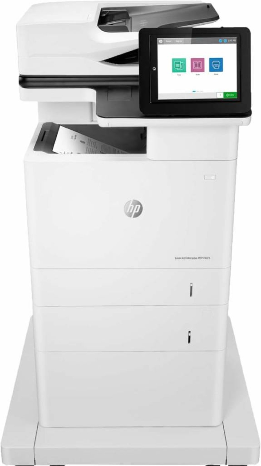 HP LaserJet Enterprise M635FHT Monochrome All-in-One Printer with Duplex Printing, Ethernet, Extra Paper Tray & Wheeled Stand (7Ps98A) - White