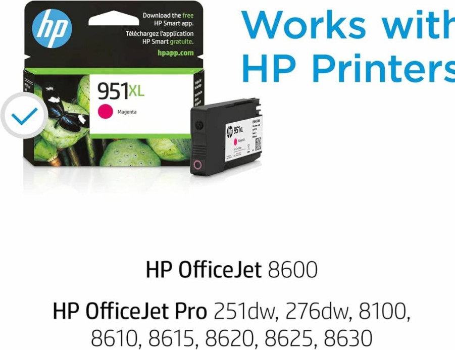 HP 951XL Magenta High-Yield Ink Cartridge (CN047AN) - Compatible with OfficeJet 8600, Pro 251DW, 276DW, 8100, 8610, 8620, 8630 Printers | Instant Ink Eligible