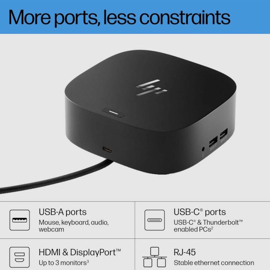 HP USB-C Dock G5 11-in-1 Thunderbolt 3 Adapter - Single Cable Charging, 4K Display, Gigabit Ethernet, USB-A/C Ports - Compatible with HP Laptops, PCs & MacBooks for Remote Work & Secure Management