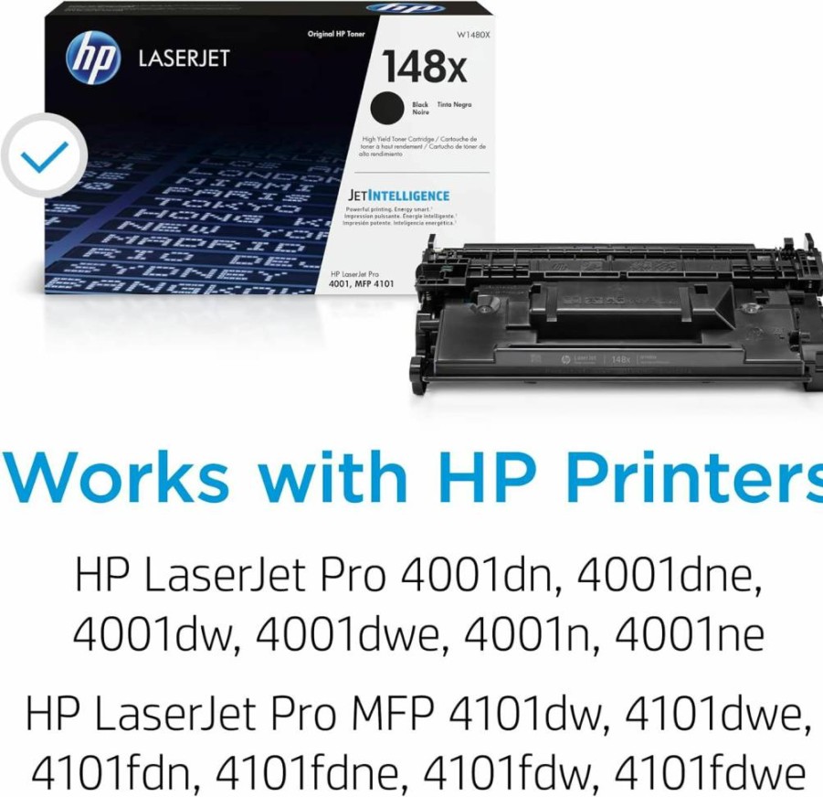 HP 148X Black Original LaserJet Toner Cartridge - Compatible with LaserJet Pro 4001, MFP 4101 (W1480X) - High-Yield Replacement