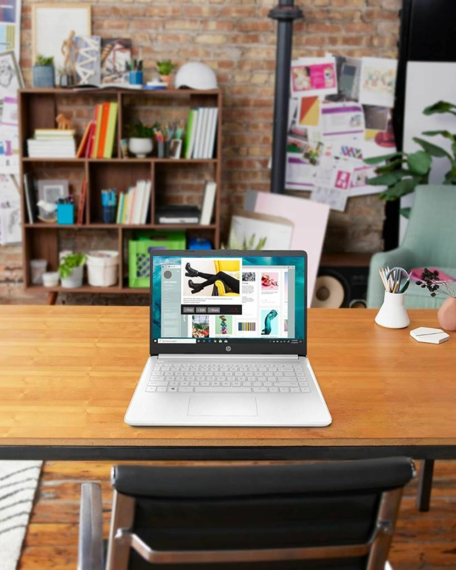 HP 14" Laptop, Intel Celeron N4020, 4GB RAM, 64GB eMMC, Windows 11 Home, Thin & Light, HD Display, Snowflake White (14-DQ0040NR) with 1-Year Microsoft 365