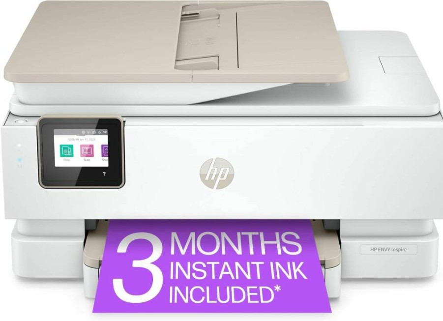 HP Envy Inspire 7955E Wireless All-in-One Color Inkjet Printer with Mobile Printing, Scan, Copy, Easy Setup & 3-Month Instant Ink Trial - White for Home Use