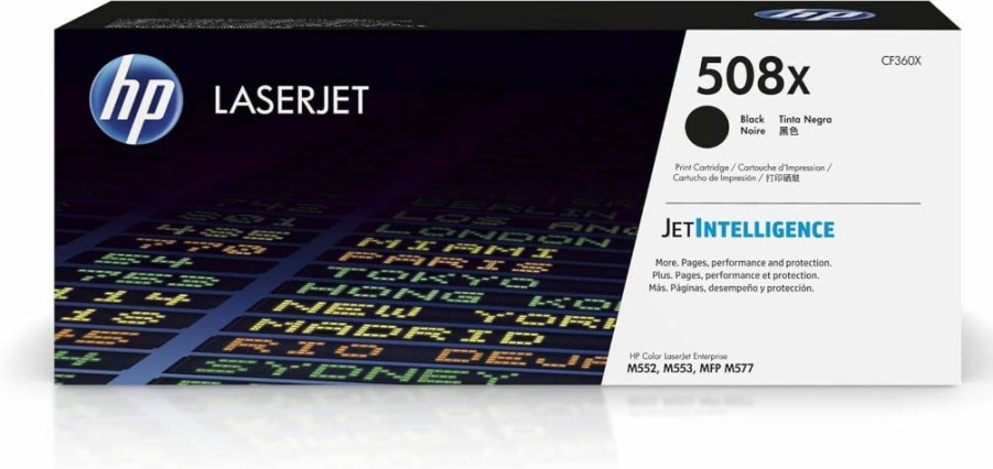 HP 508X Black High-Yield Toner Cartridge | Compatible with HP Color LaserJet Enterprise M552, M553, M577 Series | CF360X Replacement | Genuine HP Toner