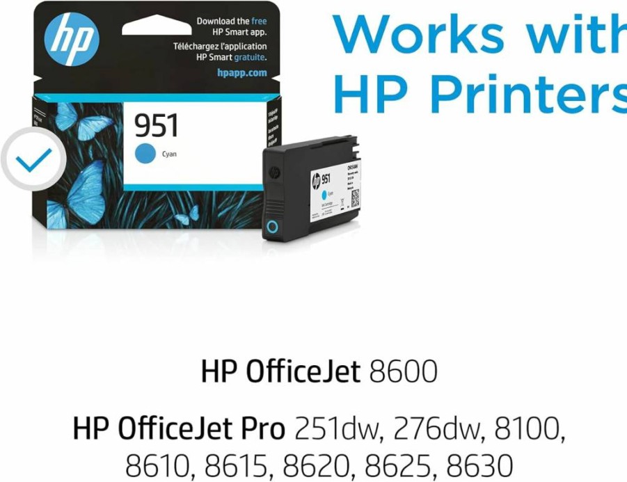 HP 951 Cyan Ink Cartridge (CN050AN) - Compatible with OfficeJet 8600, Pro 251DW, 276DW, 8100, 8610, 8620, 8630 Printers | Original HP Instant Ink Eligible