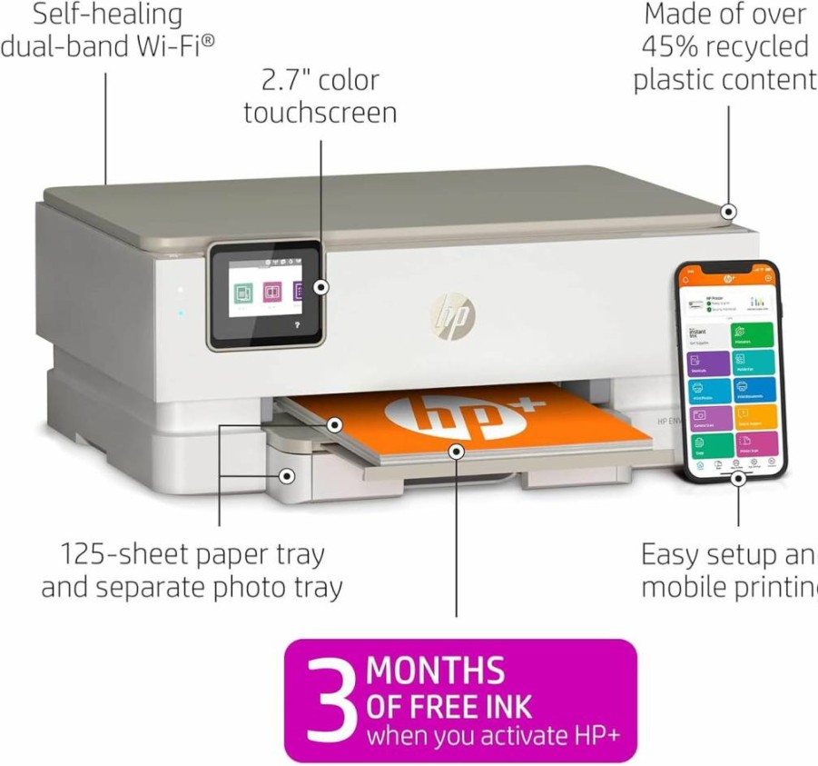 HP Envy Inspire 7255E Wireless All-in-One Color Printer with Print, Scan, Copy, Mobile Printing, Easy Setup & 3-Month Instant Ink Trial – Ideal for Home Use