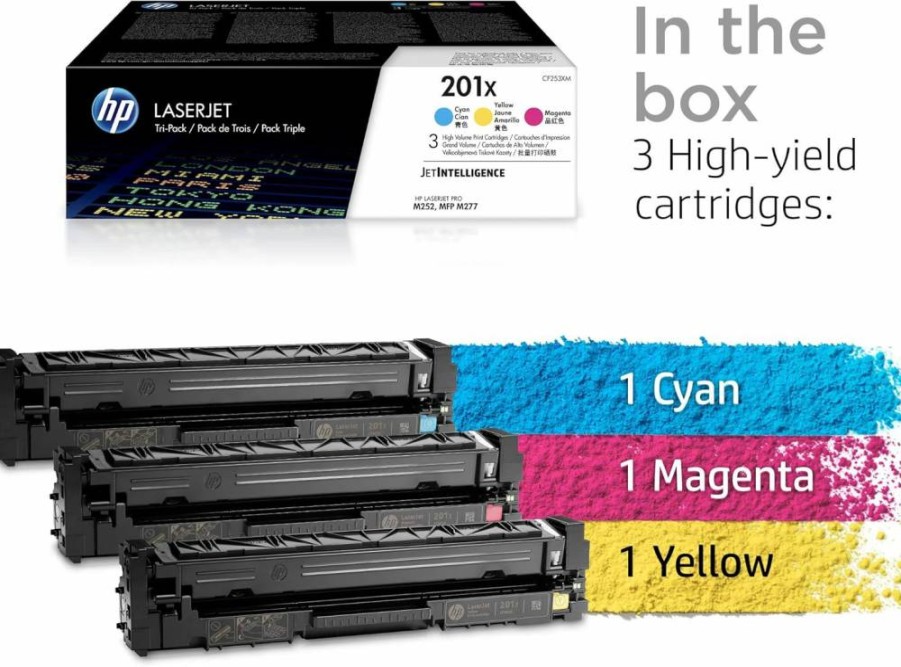 HP CF402A 201A Yellow Toner Cartridge – Compatible with HP Color LaserJet Pro M252, MFP M277 Printers | High-Yield Replacement