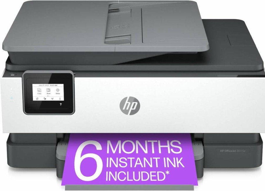HP OfficeJet 8015e Wireless All-in-One Color Printer with Scanner, Copier & Fax | 6-Month Instant Ink Trial | Mobile Printing, AirPrint, Works with Alexa