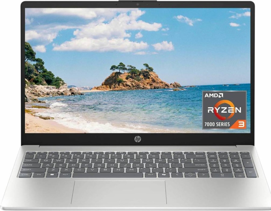 HP 15.6" Laptop, AMD Ryzen 5 7520U, 8GB RAM, 512GB SSD, HD Touchscreen, Radeon Graphics, Windows 11 Home, 15-FC0499NR, Natural Silver