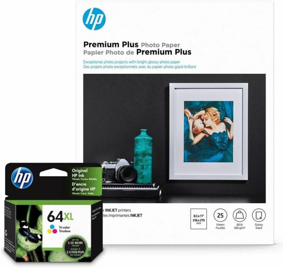 HP 64XL Tri-Color High-Yield Ink Cartridge for ENVY Photo 6200, 7100, 7800, 7950E, Tango Printers | Instant Ink Compatible | N9J91AN