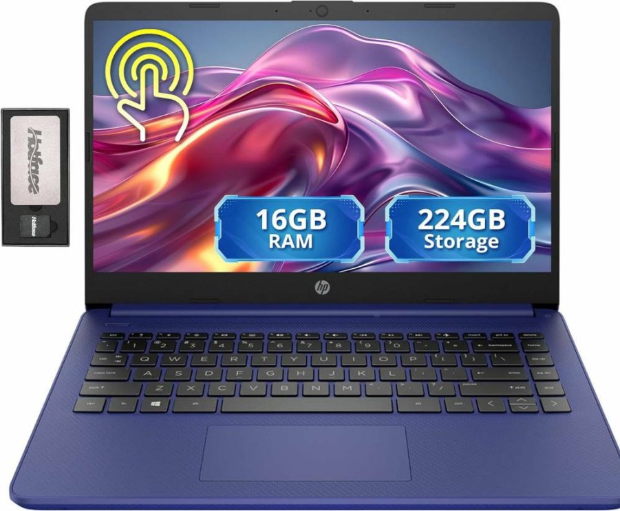 HP 14" HD Touchscreen Laptop - Intel Celeron N4020, 4GB RAM, 64GB Storage, Windows 11 Home, Thin & Light, Indigo Blue (14-DQ0050NR) with 1-Year Microsoft 365