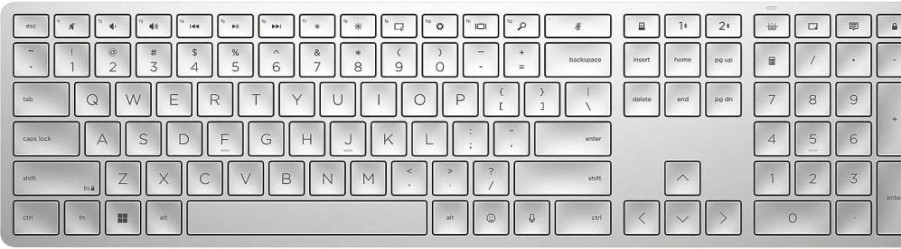 HP 970 Wireless Programmable Keyboard (Silver) - Bluetooth & 2.4GHz Dual Mode, USB-C Rechargeable, 24 Customizable Keys, Compatible with Windows & Mac