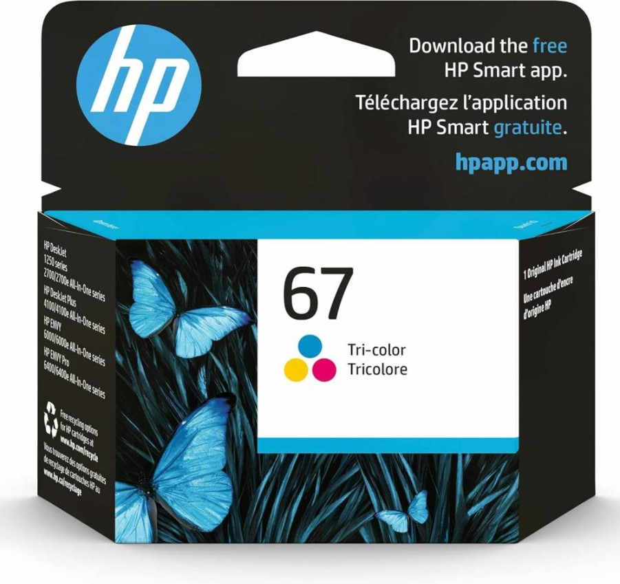 HP 67 Tri-Color Ink Cartridge - Compatible with HP Deskjet 1255, 2700, 4100 & Envy 6000, 6400 Series Printers | Instant Ink Eligible | High-Yield 3YM55AN | Original HP Ink