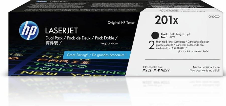 HP CF400X Black High-Yield Toner Cartridge (2-Pack) - Compatible with HP Color LaserJet Pro M252, MFP M277 Printers