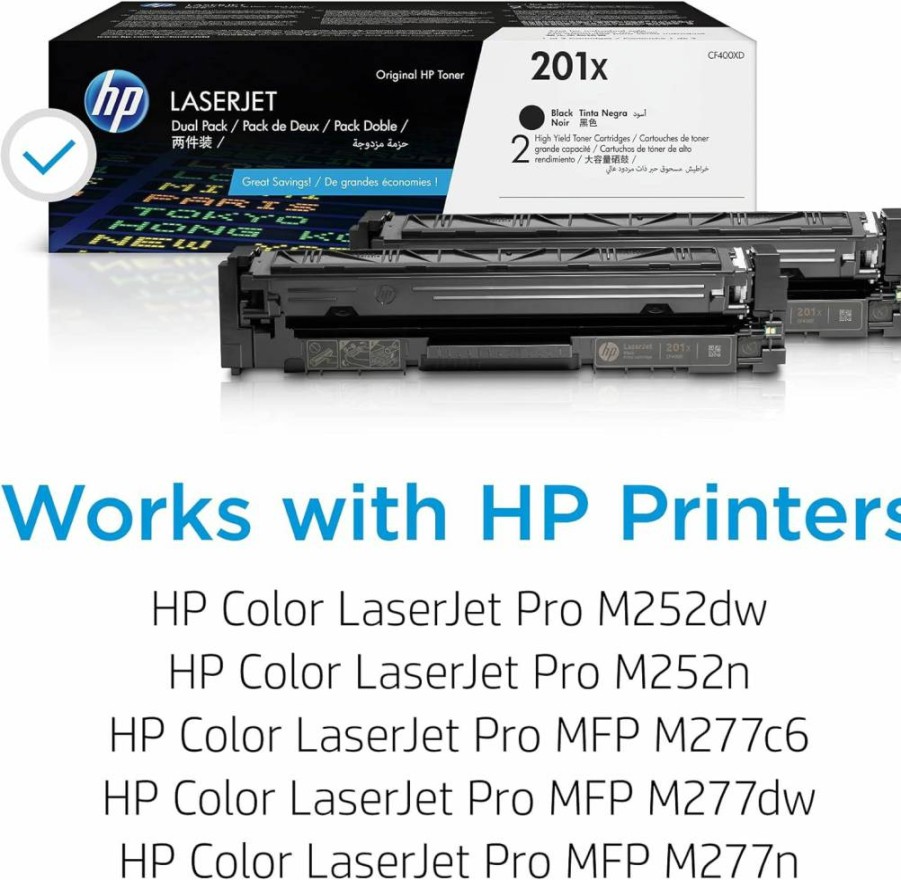 HP CF400X Black High-Yield Toner Cartridge (2-Pack) - Compatible with HP Color LaserJet Pro M252, MFP M277 Printers