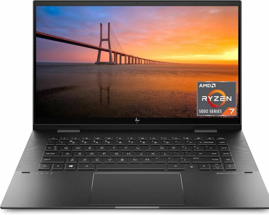 HP Envy X360 15.6" 2-in-1 Laptop: AMD Ryzen 7 5825U, 8GB RAM, 512GB SSD, Radeon Graphics, Windows 11 Home (15-EU1026NR, Nightfall Black)