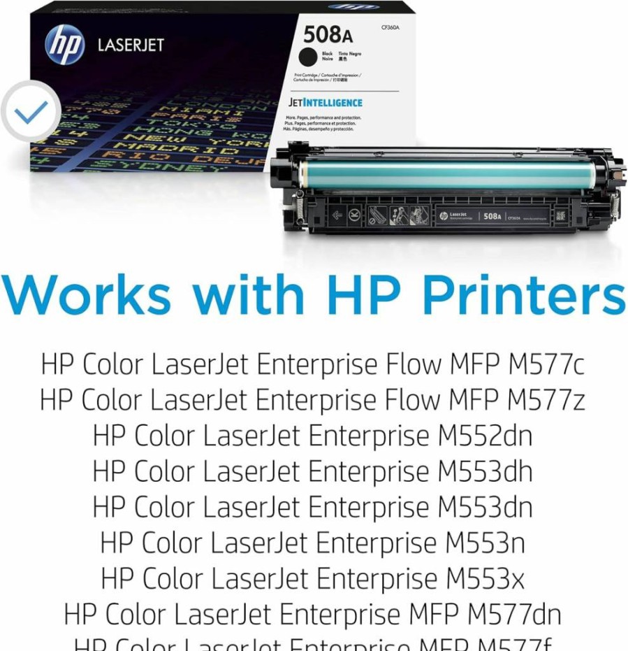 HP 508A CF360A Black Toner Cartridge - Compatible with HP Color LaserJet Enterprise M552, M553 & M577 Series Printers | High-Yield Replacement